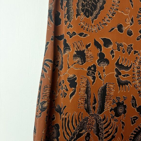 Limited America Vintage Midi Maxi Dress Floral Orange Gray Tan Sz 10 - Picture 5 of 10